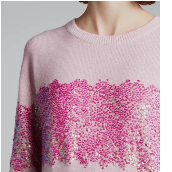 NWT Prabal Gurung sequin-embellished ombre cashmere wool sweater pink size large - Picture 4 of 15